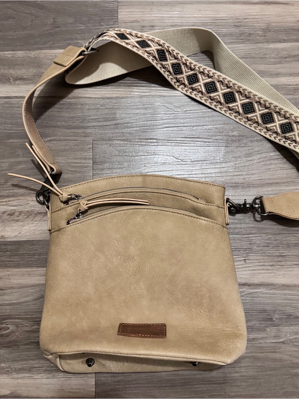 MONTANA WEST Beige Crossbody Bag with Woven Strap